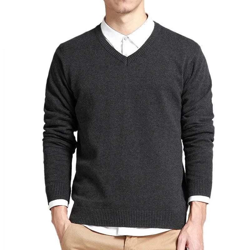 Men's Cotton V-Neck Sweater with Loose Fit - Korean Style - Premium  from Liograft - Just $31.95! Shop now at Liograft