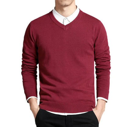 Men's Cotton V-Neck Sweater with Loose Fit - Korean Style - Premium  from Liograft - Just $31.95! Shop now at Liograft