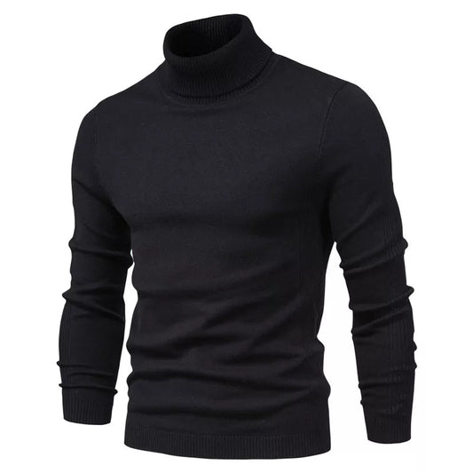 Stylish Men's Black Turtleneck Winter Sweater Liograft