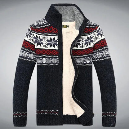 Men's Floral Patterned Zipper Cardigan Sweater with Wool Liner - Premium  from Liograft - Just $137.95! Shop now at Liograft