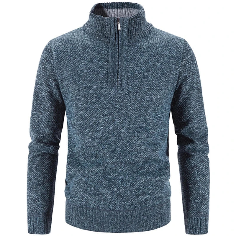 Men's Zippered Turtleneck Fleece Sweater-Liograft