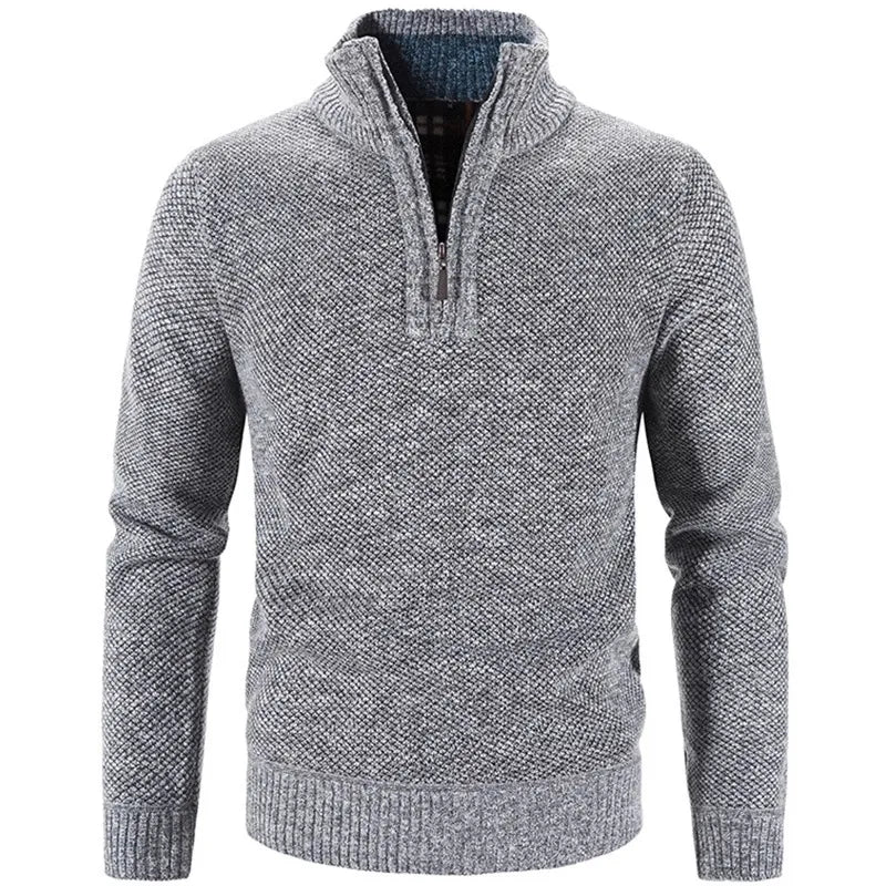 Men's Zippered Turtleneck Fleece Sweater-Liograft