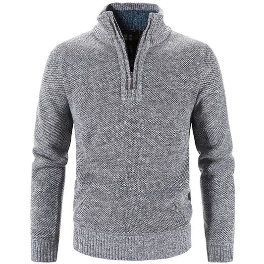 Men's Zippered Turtleneck Fleece Sweater-Liograft