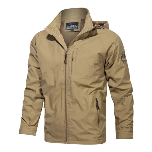 Men's Hooded Cargo Jacket for Spring and Autumn Outdoor Adventures-Liograft