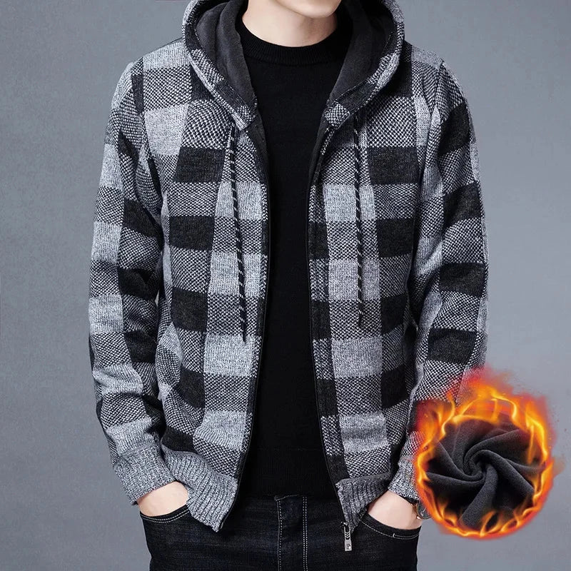 Men's Hooded Winter Cardigan with Thick Fleece Lining - Premium  from Liograft - Just $49.95! Shop now at Liograft