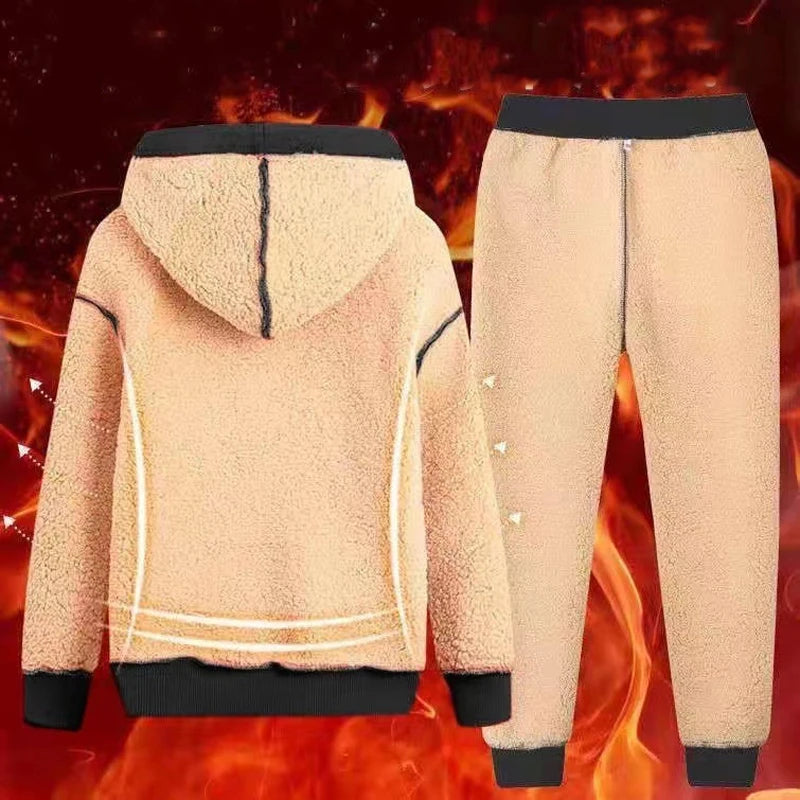 Men's Lamb Cashmere Winter Tracksuit Set with Hooded Sweatshirt - Premium  from Liograft - Just $33.95! Shop now at Liograft