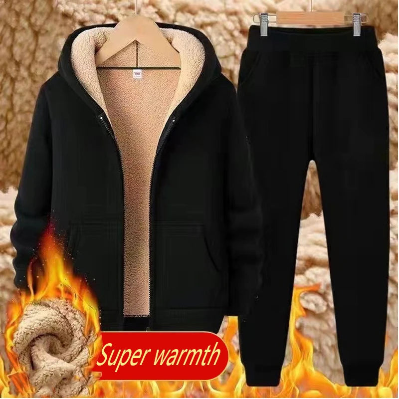 Men's Lamb Cashmere Winter Tracksuit Set with Hooded Sweatshirt - Premium  from Liograft - Just $33.95! Shop now at Liograft