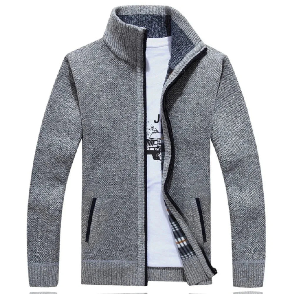 Men's Off-White Knitted Cardigan with Full Zip - Premium  from Liograft - Just $44.95! Shop now at Liograft