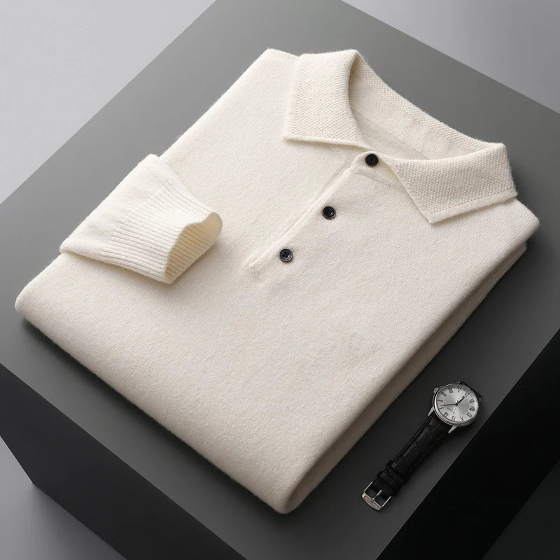 Men's Pure Wool POLO Collar Pullover Jacket for 2022 Spring and Autumn - Premium  from Liograft - Just $100.95! Shop now at Liograft