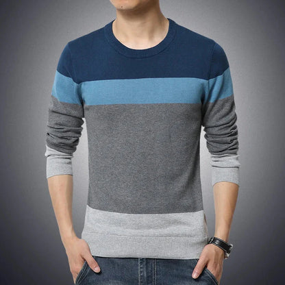 Men's Striped Slim Fit O-Neck Sweater for Autumn 2023 - Premium  from Liograft - Just $25.95! Shop now at Liograft