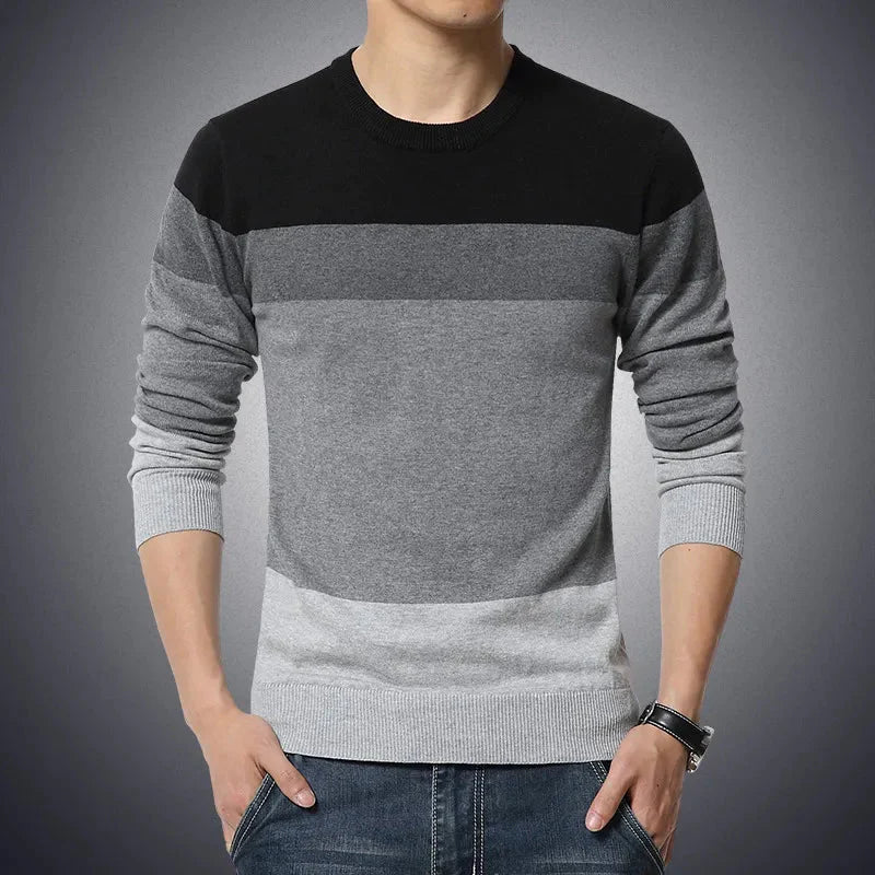 Men's Striped Slim Fit O-Neck Sweater for Autumn 2023 - Premium  from Liograft - Just $25.95! Shop now at Liograft