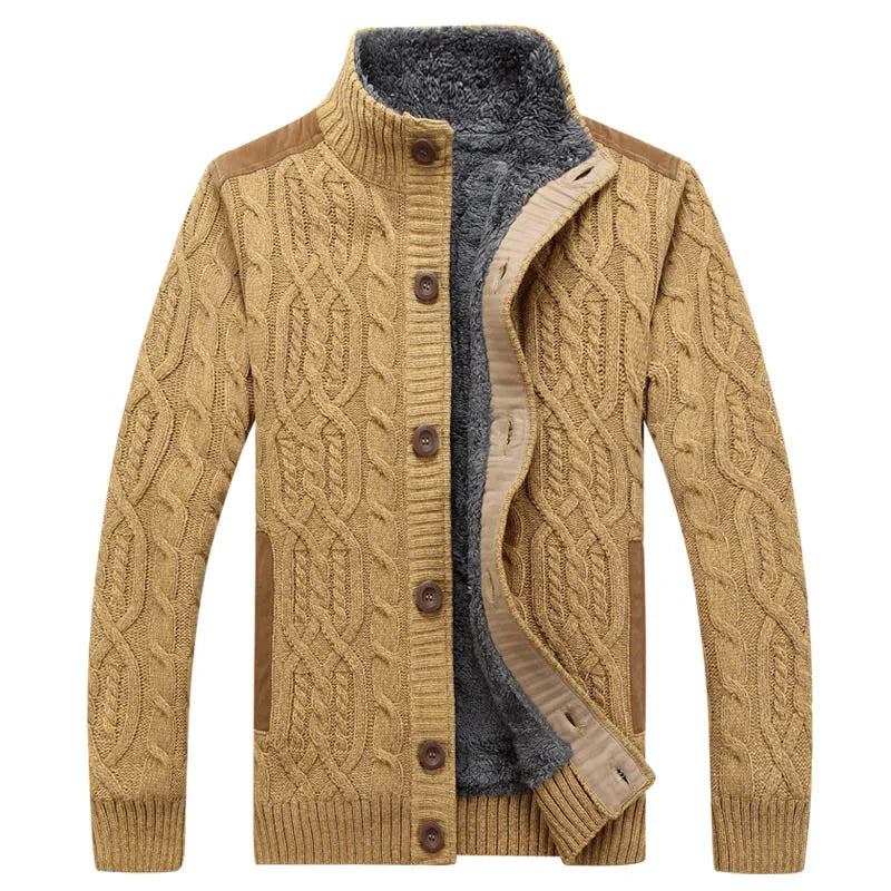 Men's Sweaters Winter Warm Thick Velvet Sweatercoat Single-breasted Cardigan Men Casual Sweaters Pattern Knitwear size 3XL - Premium  from Liograft - Just $206.95! Shop now at Liograft