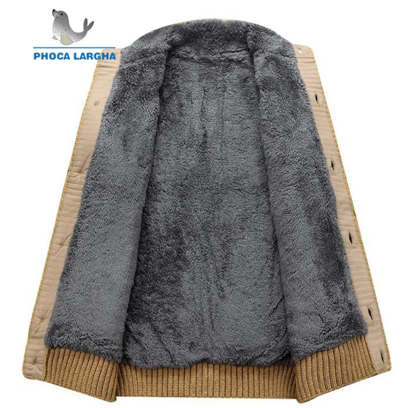 Men's Winter Sweatercoat with Thick Velvet and Single-Breasted Cardigan-Liograft