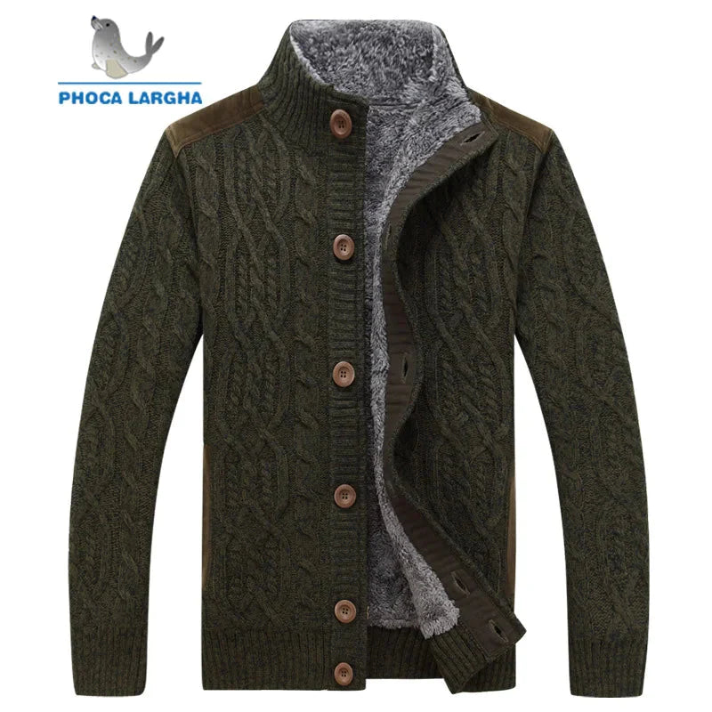 Men's Sweaters Winter Warm Thick Velvet Sweatercoat Single-breasted Cardigan Men Casual Sweaters Pattern Knitwear size 3XL - Premium  from Liograft - Just $206.95! Shop now at Liograft