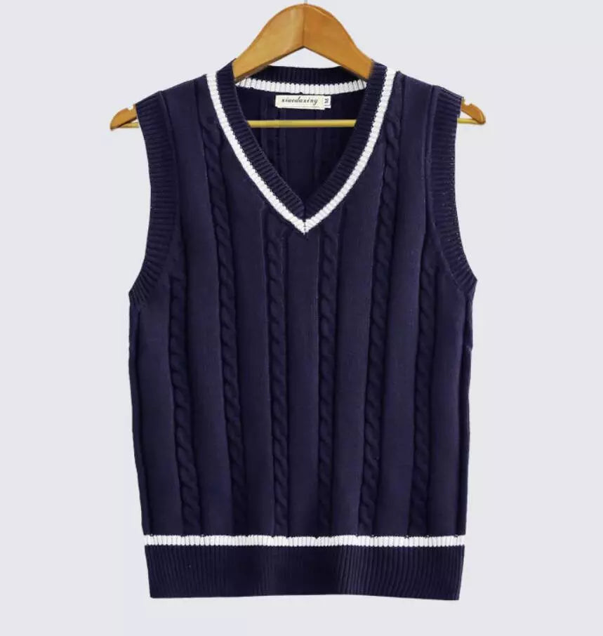 Men's Thick V-Neck Sleeveless Knitted Striped Sweater Vest - Premium  from Liograft - Just $28.95! Shop now at Liograft