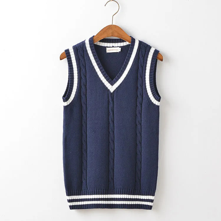 Men's Thick V-Neck Sleeveless Knitted Striped Sweater Vest - Premium  from Liograft - Just $28.95! Shop now at Liograft