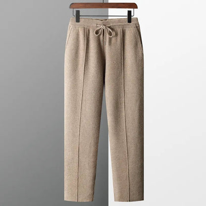 Men's Thickened 100% Merino Wool Knit Pants for Autumn and Winter-Liograft