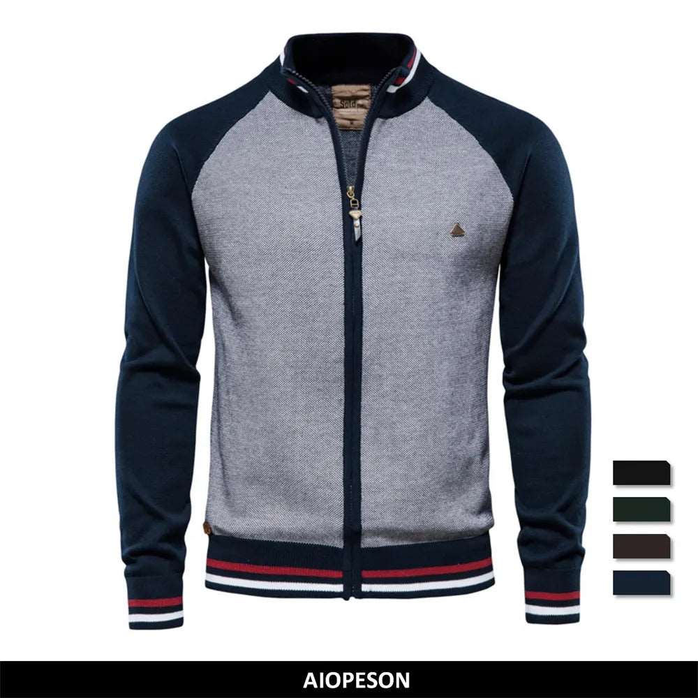 Men's Urban Patchwork Zippered Cardigan by AIOPESON - Premium  from Liograft - Just $73.95! Shop now at Liograft