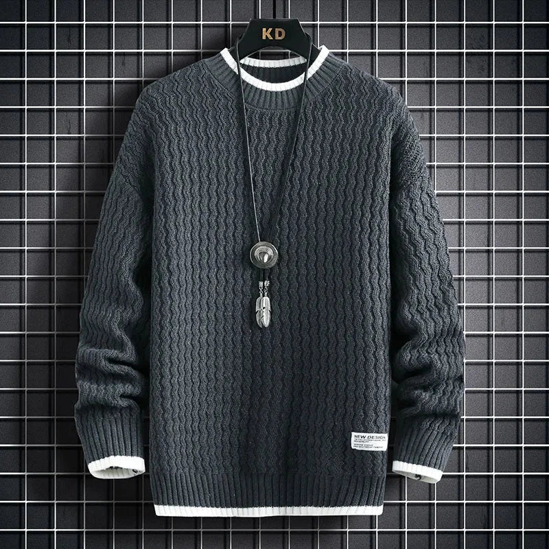 Men's Vintage Striped Knitted Christmas Sweater O-Neck Pullover - Premium  from Liograft - Just $26.95! Shop now at Liograft