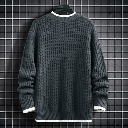 Men's Vintage Striped Knitted Christmas Sweater O-Neck Pullover - Premium  from Liograft - Just $26.95! Shop now at Liograft