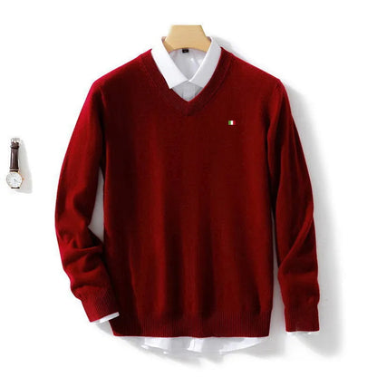 Men's Cozy Cashmere V-Neck Pullover Sweater - Autumn/Winter Collection-Liograft