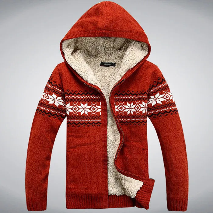 Men's Winter Hooded Thicken Fleece Wool Cardigan Sweater Coat - Premium  from Liograft - Just $138.95! Shop now at Liograft