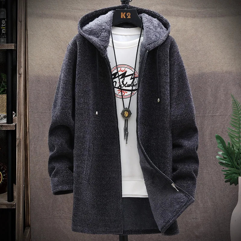 Men's Winter Thicken Hooded Cardigan Jacket - Premium  from Liograft - Just $67.95! Shop now at Liograft