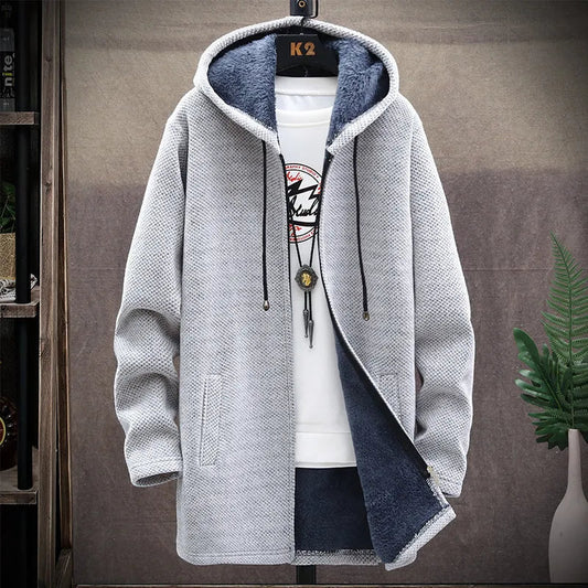 Men's Winter Thick Hooded Zipper Cardigan Jacket-Liograft