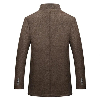 Men's Wool Blend Winter Parka Jacket with Turtleneck Collar-Liograft