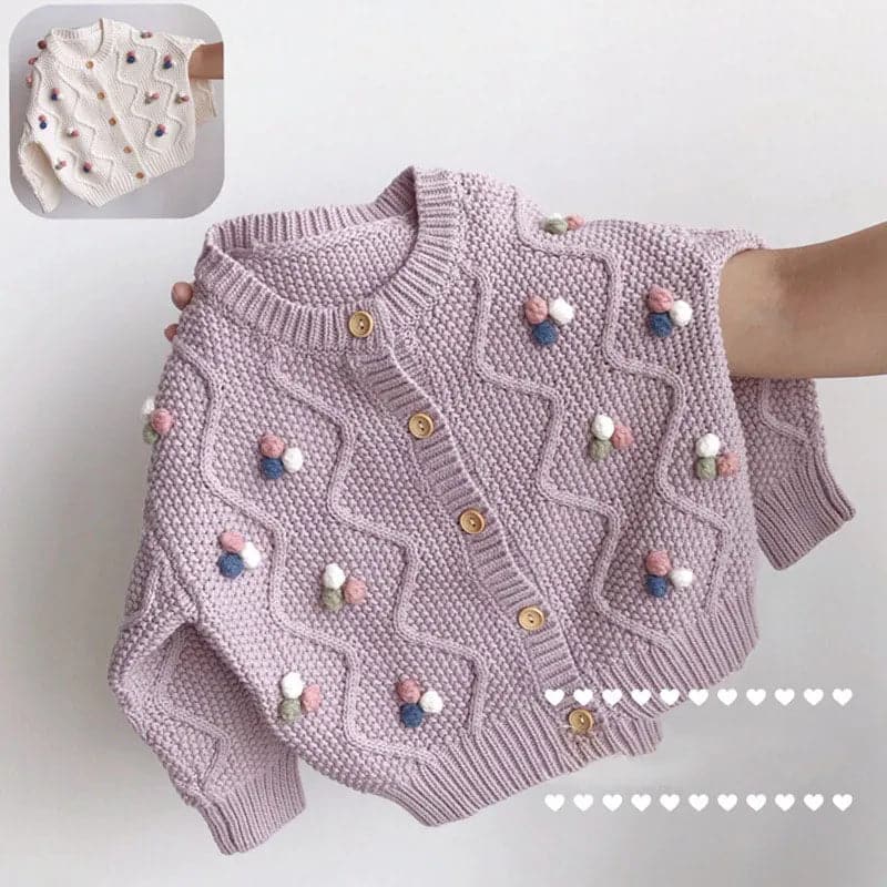 New Arrival: Girls' Purple Round Neck Cardigan Sweater for Autumn and Winter 2022 - Premium  from Liograft - Just $31.95! Shop now at Liograft