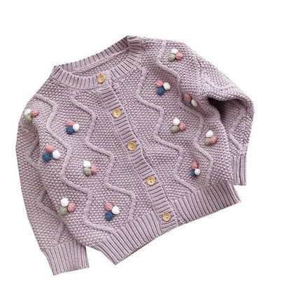 New Arrival: Girls' Purple Round Neck Cardigan Sweater for Autumn and Winter 2022 - Premium  from Liograft - Just $31.95! Shop now at Liograft