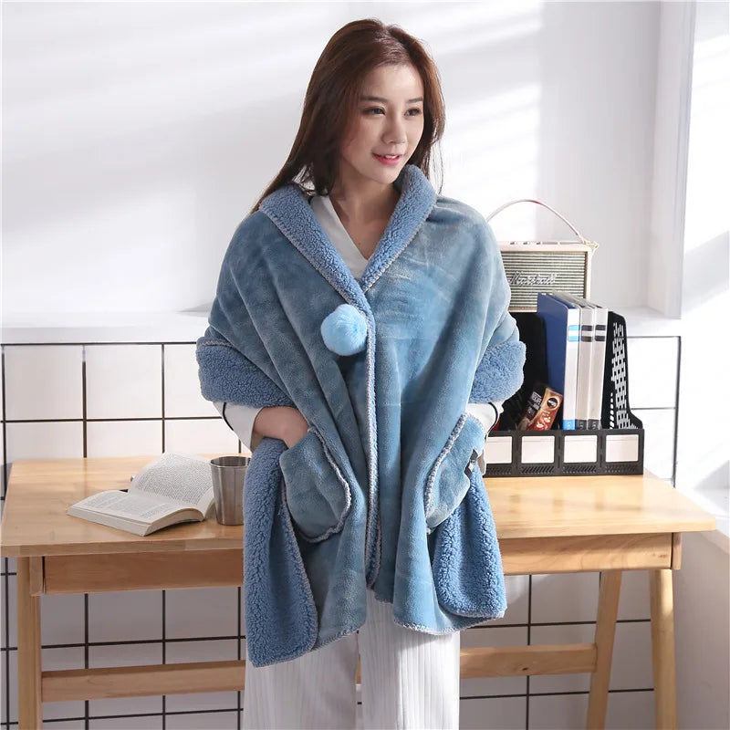 Multifunctional Net Red Ladies Winter Shawl Blanket Liograft