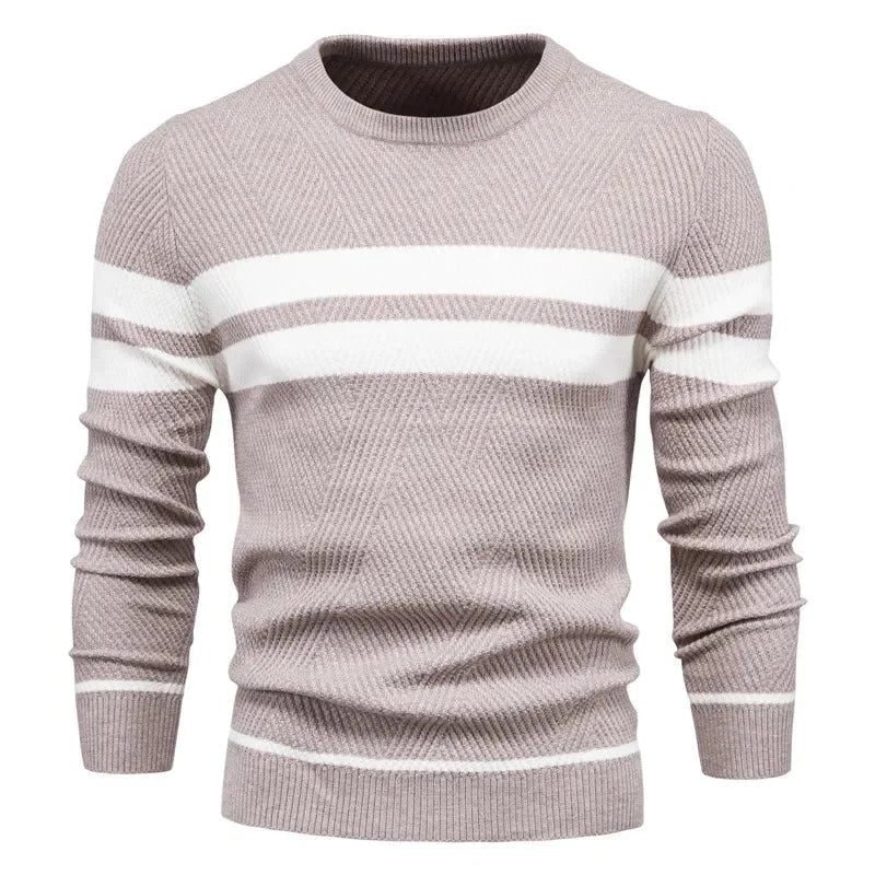 New Autumn Pullover Men's Sweater with O-neck Patchwork Long Sleeve - Premium  from Liograft - Just $43.95! Shop now at Liograft