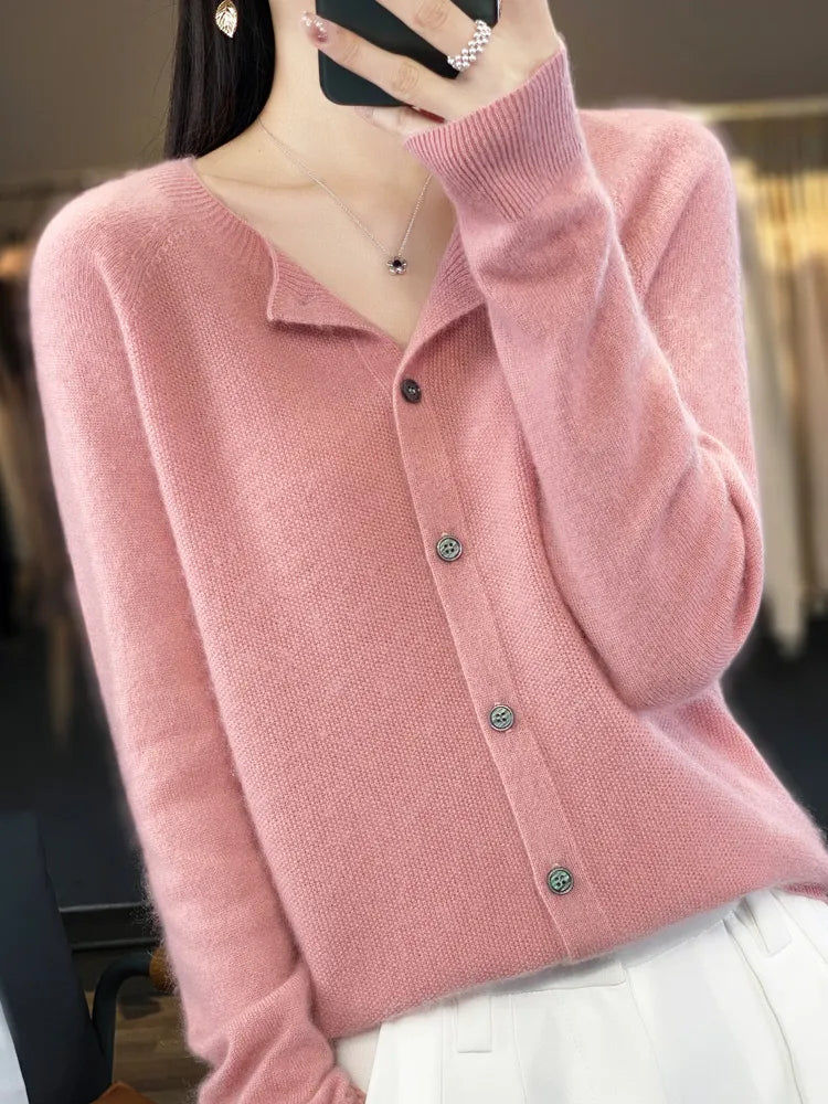 O-Neck Merino Wool Women's Cashmere Knit Sweater - Premium  from Liograft - Just $38.95! Shop now at Liograft