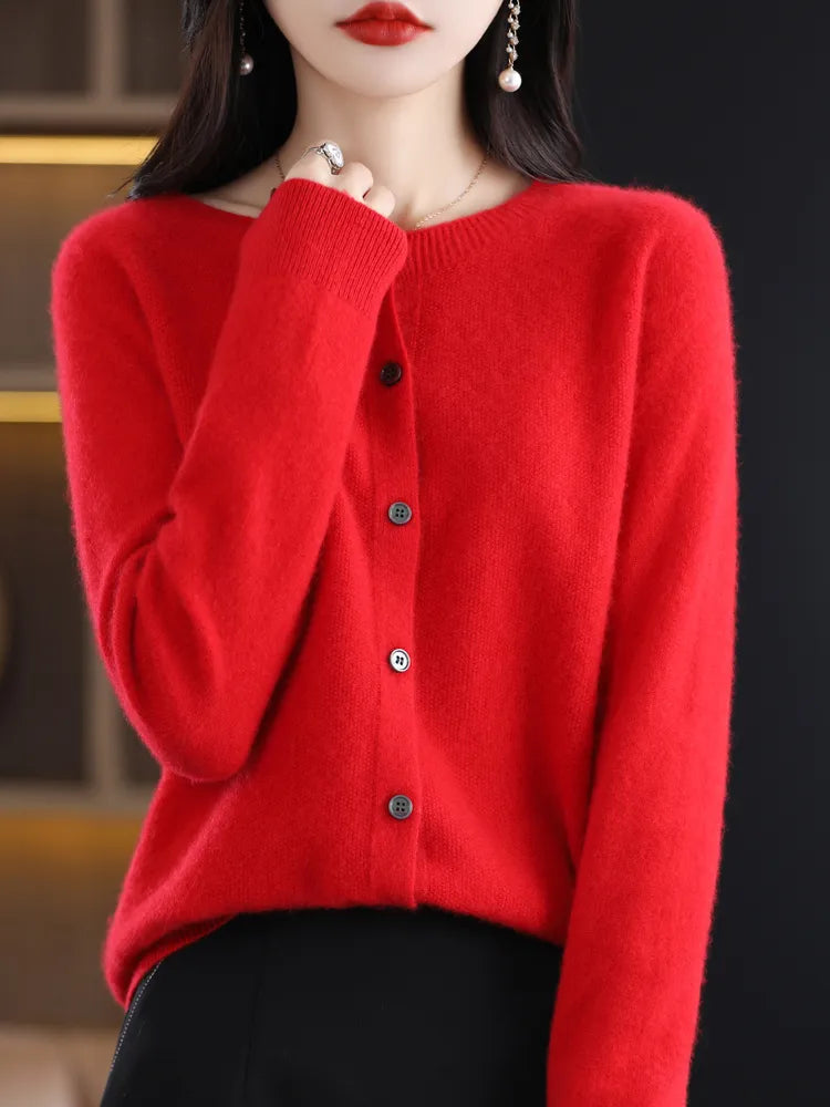 O-Neck Merino Wool Women's Cashmere Knit Sweater - Premium  from Liograft - Just $38.95! Shop now at Liograft
