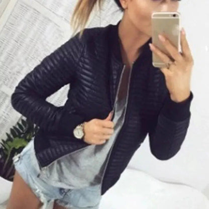 O-neck Zipper Stitching Quilted Bomber Jacket for Women - Premium  from Liograft - Just $29.95! Shop now at Liograft