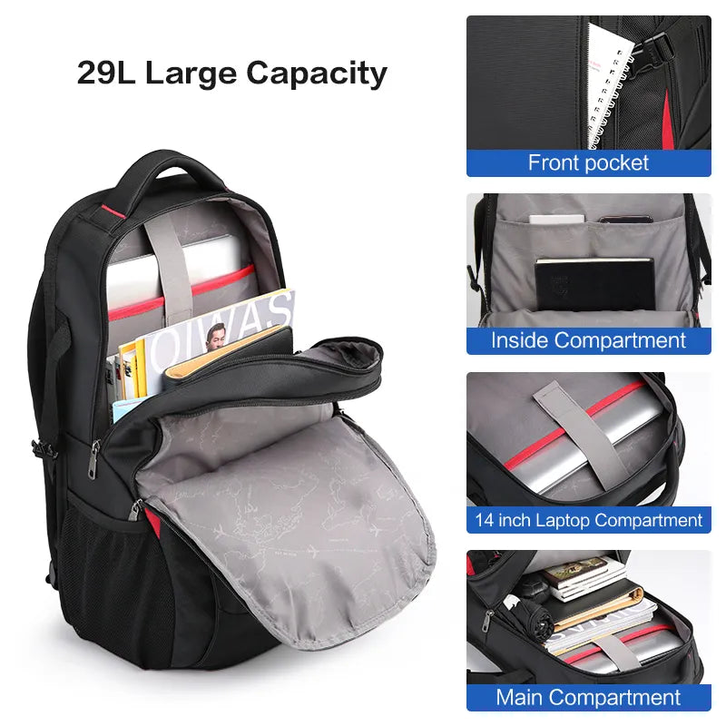 OIWAS Laptop Backpacks 14 Inch School Bags Waterproof Nylon 29L Casual Shoulder Bagpack Travel Teenage Men's Backpack Mochila - Premium  from Liograft - Just $53.95! Shop now at Liograft