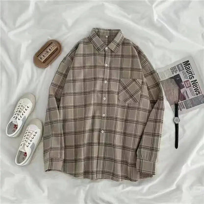Oversized Vintage Plaid Women's Shirt - Casual Autumn Fashion - Premium  from Liograft - Just $25.95! Shop now at Liograft