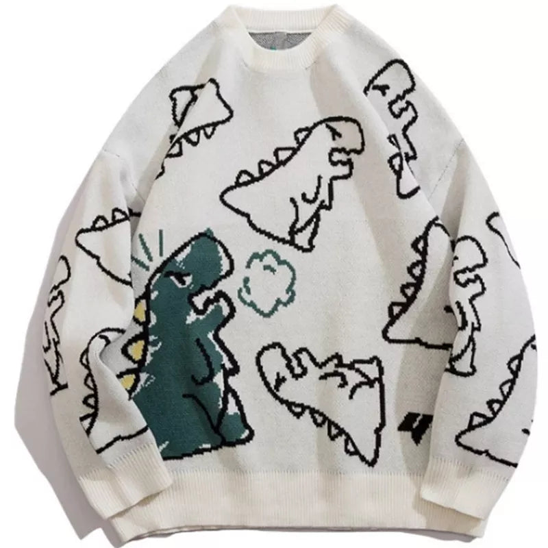 Quirky Dinosaur Cartoon Oversized Sweater for Harajuku Streetwear - Premium  from Liograft - Just $48.95! Shop now at Liograft