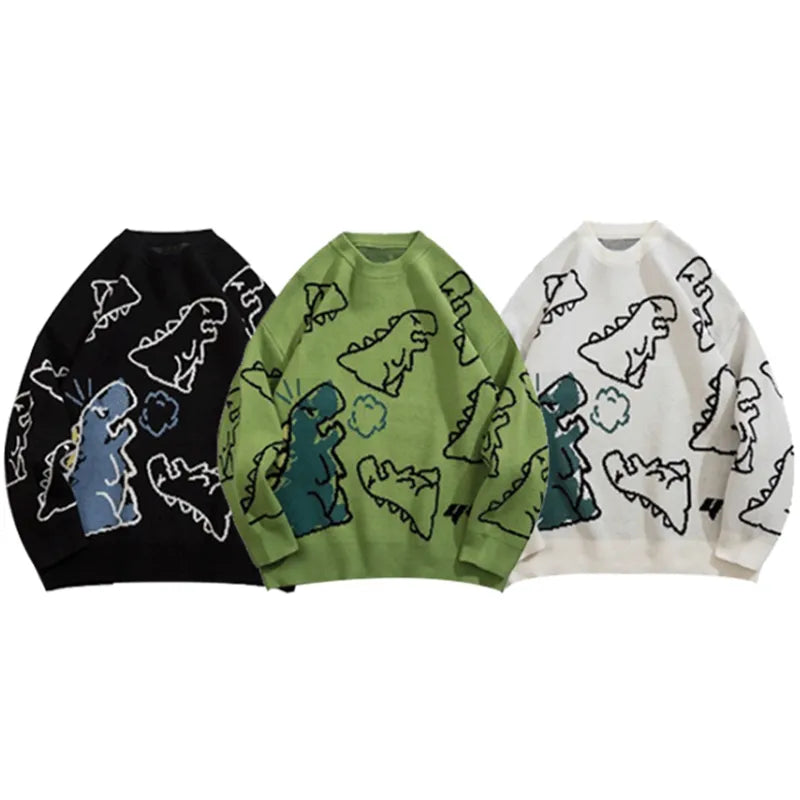 Quirky Dinosaur Cartoon Oversized Sweater for Harajuku Streetwear - Premium  from Liograft - Just $48.95! Shop now at Liograft