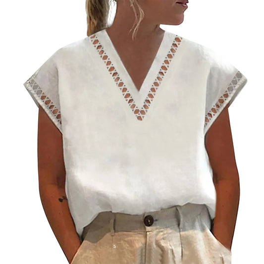 Fashion Summer Blouses: Lightweight Cotton Linen Blusas - Casual Chic Tunic Tops, Oversized White Shirt for Women's Clothing