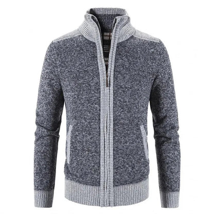 Slim Fit Knitted Sweater Jacket Stand Collar Patchwork Cardigan - Premium  from Liograft - Just $44.95! Shop now at Liograft