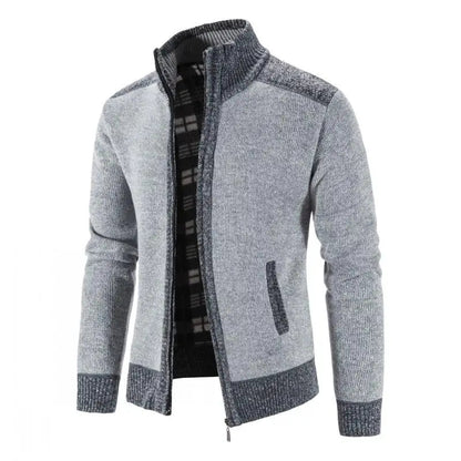 Slim Fit Knitted Sweater Jacket Stand Collar Patchwork Cardigan - Premium  from Liograft - Just $44.95! Shop now at Liograft