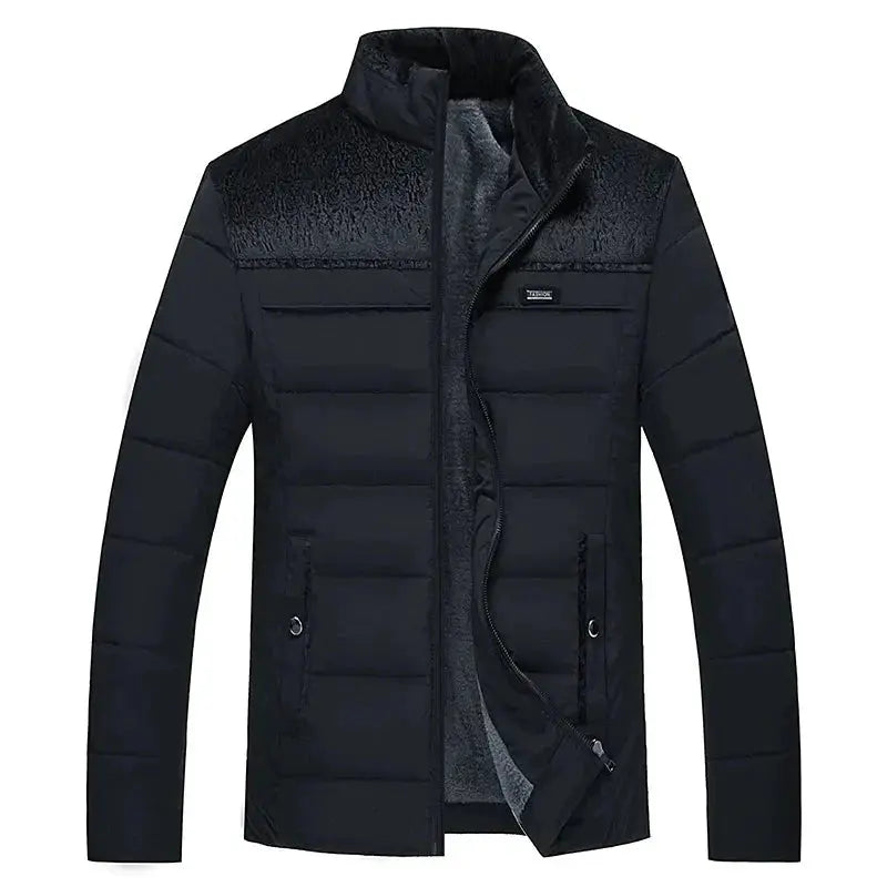 Slim Fit Men's Winter Jacket with Stand Collar Zipper Parka Liograft