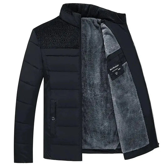 Slim Fit Men's Winter Jacket with Stand Collar Zipper Parka Liograft
