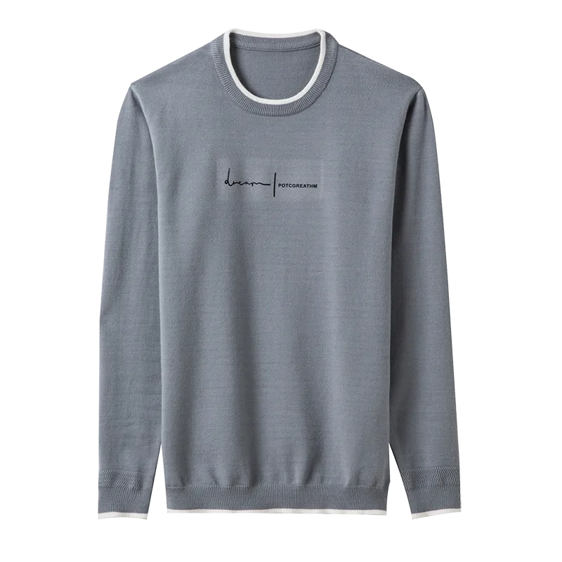 Slim Fit Navy Crew Letter Printed Pullover Sweater for Men - Premium  from Liograft - Just $54.95! Shop now at Liograft