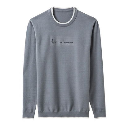 Slim Fit Navy Crew Letter Printed Pullover Sweater for Men - Premium  from Liograft - Just $54.95! Shop now at Liograft