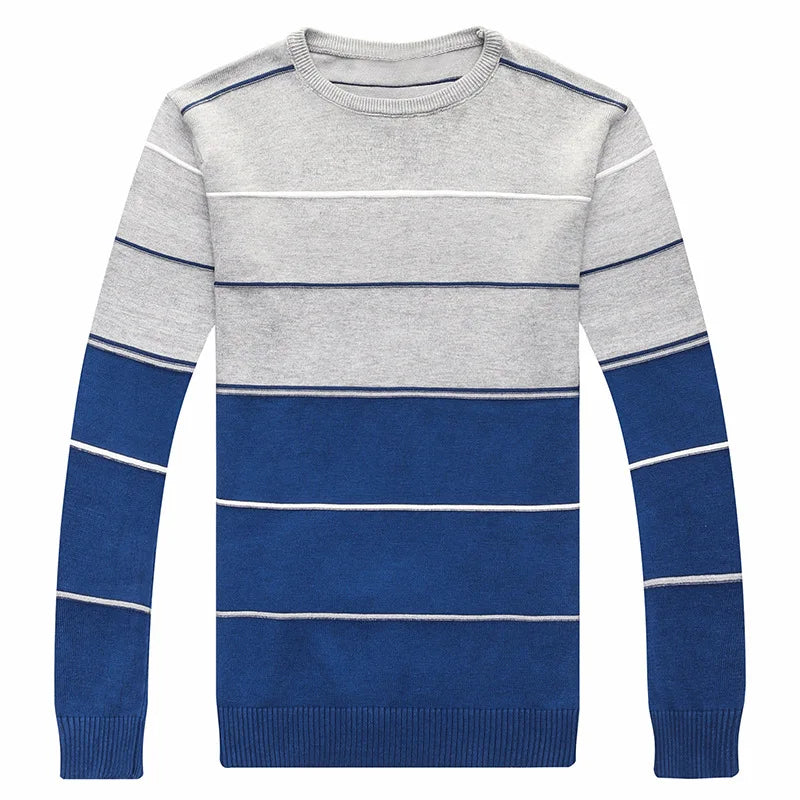 Slim Fit Striped Men's Sweater for Autumn/Winter 2023 - O-Neck Knitwear - Premium  from Liograft - Just $29.95! Shop now at Liograft