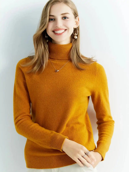 Luxurious Turtleneck Sweater crafted from Extrafine Merino Wool for Women-Liograft