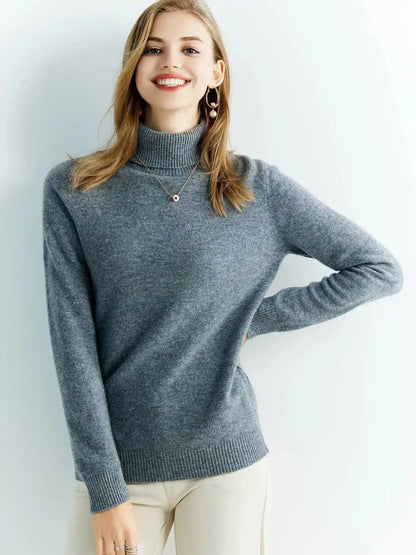 Luxurious Turtleneck Sweater crafted from Extrafine Merino Wool for Women-Liograft